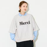 ミニ裏毛刺繍ロゴ5部丈ワイドスウェットTシャツ  | coca | 詳細画像1 