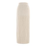 ［Lt.beige］ | 〈26ss新色登場〉細見え！セルフカットできるリブロングIラインスカート | coca