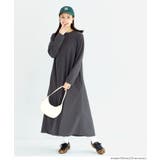 ［Charcoal］ | エンボス長袖Aラインワンピース | coca