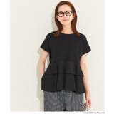 ［Black］ | 異素材切り替え2段フリルTシャツ | coca