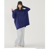 ［Blue］ | クルーネックニットチュニック | coca