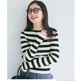 ［Black］ | ＼再入荷／リブニットボーダー袖スリットトップス | coca