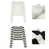 \再入荷/リブニットボーダー袖スリットトップス | coca | 詳細画像17