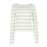 \再入荷/リブニットボーダー袖スリットトップス | coca | 詳細画像2