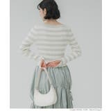 \再入荷/リブニットボーダー袖スリットトップス | coca | 詳細画像5