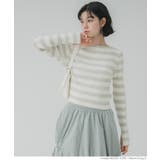 ［Gray］ | ＼再入荷／リブニットボーダー袖スリットトップス | coca