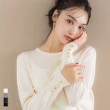 ゴールドボタンが華やぎをプラス。袖金ボタンニットトップス | coca | 詳細画像1 