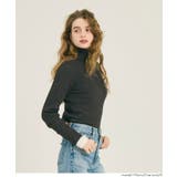 ［Charcoal］ | 軽量ニット タートルネックラウンドヘム | coca