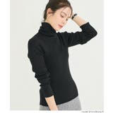 ［Black］ | 軽量ニット タートルネックラウンドヘム | coca