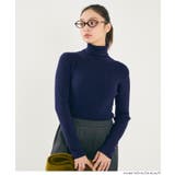 ［Dk.blue］ | 軽量ニット タートルネックラウンドヘム | coca