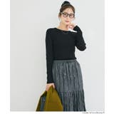 ［Black］ | 軽量ニット クルーネックラウンドヘム | coca