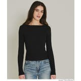 ［Black］ | ボートネックリブニットトップス | coca