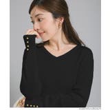 Vネックゴールドボタンニットトップス | coca | 詳細画像14