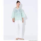 ［Lt.green］ | ふんわり透け感 袖ボリュームティアードブラウス ４色展開 | coca