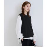 ［Black］ | ニットベストセットブラウス | coca