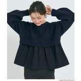 ［Navy］ | ＼26aw新色登場／レイヤード風ドッキングギャザーニット | coca