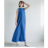 ［Blue］ | 【新色追加！】エンボス加工マキシ丈ノースリーブワンピース | coca