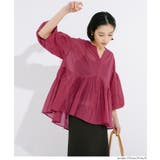 ［Pink］ | ふんわり透け感 袖ボリュームティアードブラウス ４色展開 | coca