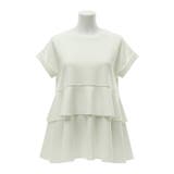 異素材切り替え2段フリルTシャツ | coca | 詳細画像3 