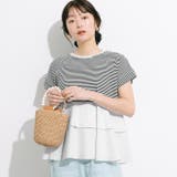 異素材切り替え2段フリルTシャツ | coca | 詳細画像1 