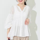 ふんわり透け感 袖ボリュームティアードブラウス ４色展開 | coca | 詳細画像1 