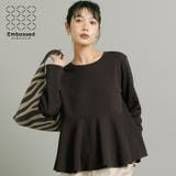\26aw新色登場/エンボス長袖裾フレアトップス | coca | 詳細画像1