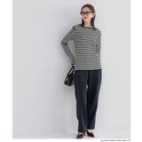 ［Border］ | 女性らしいシルエットで上品に魅せる、アンゴラタッチボートネックニットトップス | coca