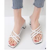 ホワイト | 冬新作 スクエアトゥヒールサンダル シンプル | LOVERS
