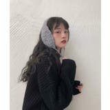 グレー | 春新作 ボンボン付き ニット耳あて | LOVERS