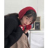 レッド | 春新作 ボンボン付き ニット耳あて | LOVERS
