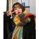 ブラウン | 春新作 チェック柄 ボリュームマフラー | LOVERS
