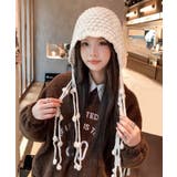 冬新作 ポンポン紐付き フードニットキャップ | LOVERS | 詳細画像2 