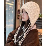 冬新作 ポンポン紐付き フードニットキャップ | LOVERS | 詳細画像4 