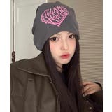 グレー | 冬新作 英字ハート型 ビーニー | LOVERS