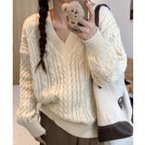 冬新作 Vネック ケーブル編みニット | LOVERS | 詳細画像2