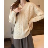 冬新作 Vネック ケーブル編みニット | LOVERS | 詳細画像6