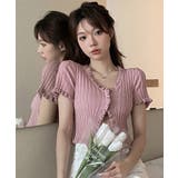 ピンク | 冬新作 フリルリブニット クロップド丈 | LOVERS
