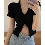 ブラック | 冬新作 フリルリブニット クロップド丈 | LOVERS