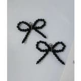 ブラック | 冬新作 フェイクパール ミニリボン | LOVERS