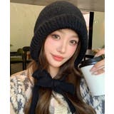 ブラック | 春新作 紐付き フードニットキャップ韓国カジュアル | LOVERS