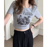 グレー | 春新作 ショルダーカットアウト ショート丈チビTシャツ | LOVERS