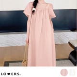 夏新作 ギャザースクエアネック 半袖ミディ丈ワンピース | LOVERS | 詳細画像1 