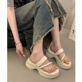 ホワイト | 夏新作 メタルサムリング ボリュームソールトングサンダルシューズ | LOVERS