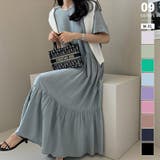 ブルー | フレアワンピース ロングワンピース 半袖 | COCOMOMO