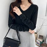 Vネックニット シンプルニット オフィスカジュアル | COCOMOMO | 詳細画像16 