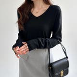 Vネックニット シンプルニット オフィスカジュアル | COCOMOMO | 詳細画像17 