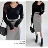 Vネックニット シンプルニット オフィスカジュアル | COCOMOMO | 詳細画像19 