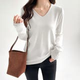 Vネックニット シンプルニット オフィスカジュアル | COCOMOMO | 詳細画像9 