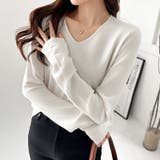 Vネックニット シンプルニット オフィスカジュアル | COCOMOMO | 詳細画像7 