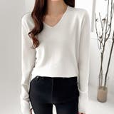 Vネックニット シンプルニット オフィスカジュアル | COCOMOMO | 詳細画像6 